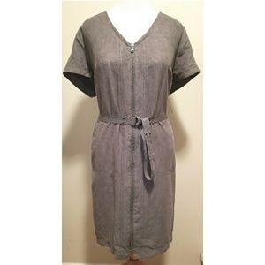 {DKNY} Faux Suede Belted Dress